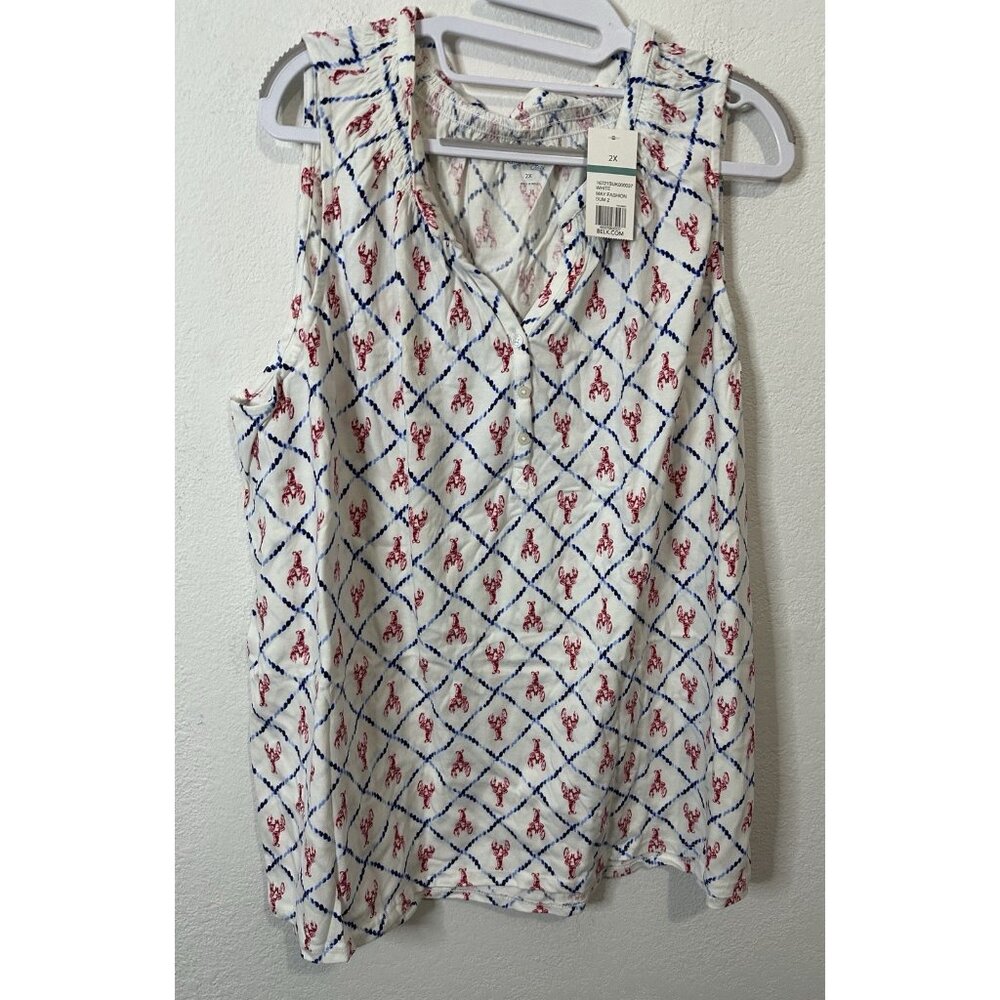 Kim Rogers Curvy White May Fashion V Neck Fashion Blouse Shirt Size 2XL